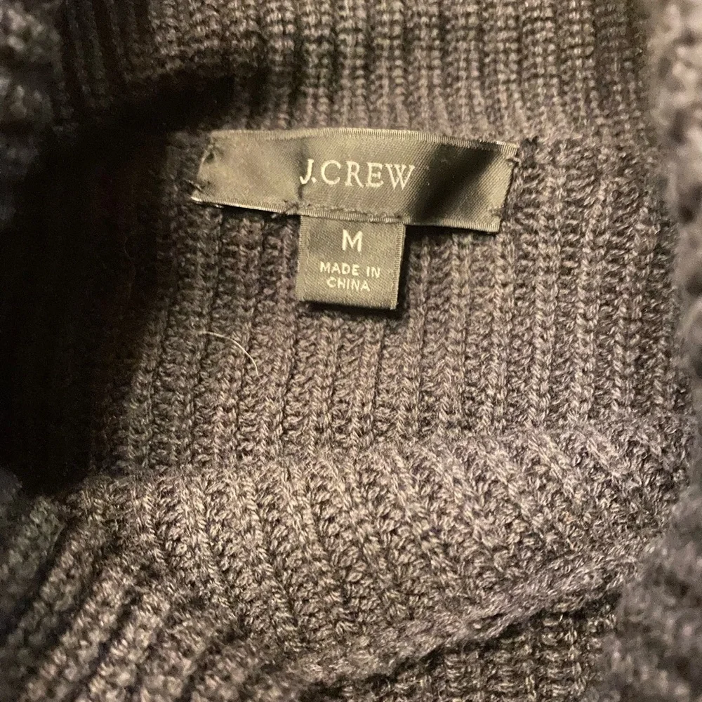 J. Crew Oversized Black Ribbed Turtleneck Sweater Cashmere/Cotton